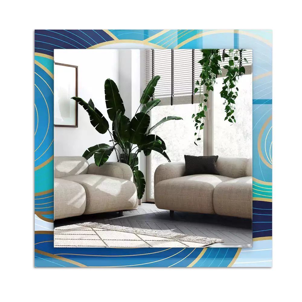 Espejo rectangular estampado Patrones de ondas azules