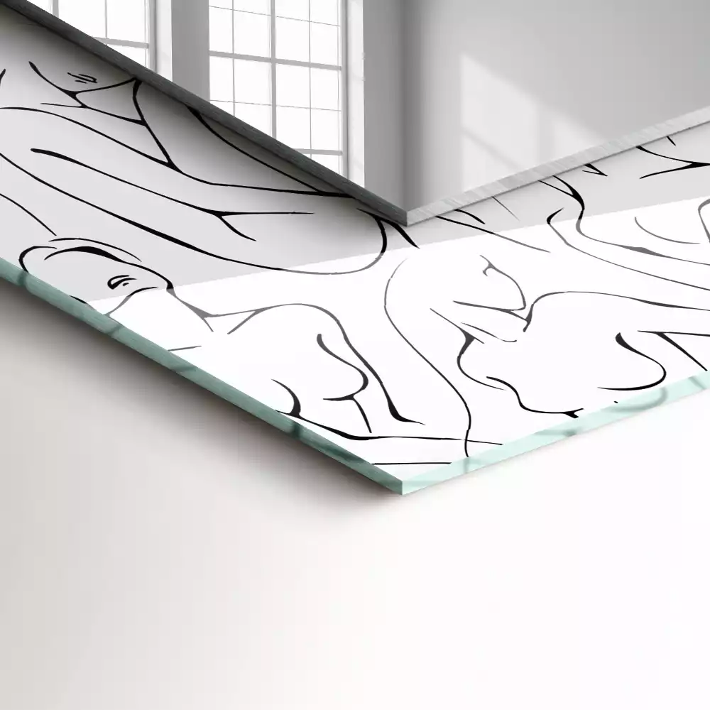 Espejo rectangular estampado Boceto de siluetas femeninas