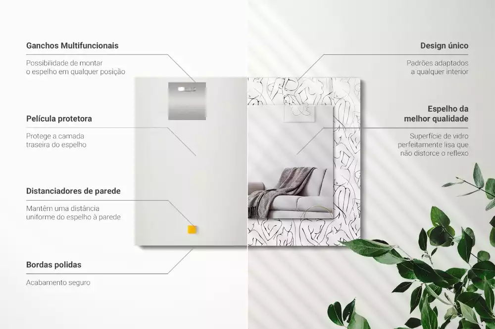 Espejo rectangular estampado Boceto de siluetas femeninas