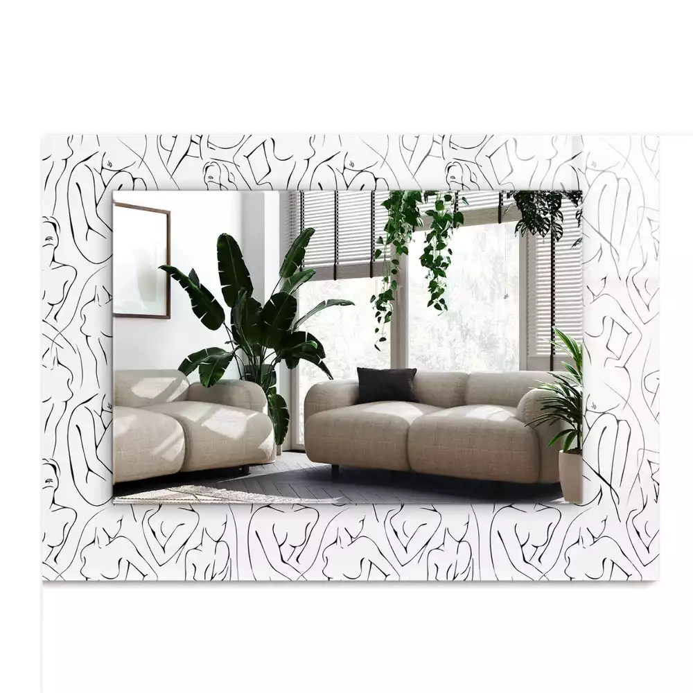 Espejo rectangular estampado Boceto de siluetas femeninas