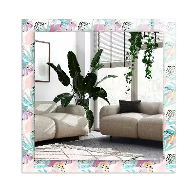 Espejo rectangular estampado Hojas tropicales coloridas