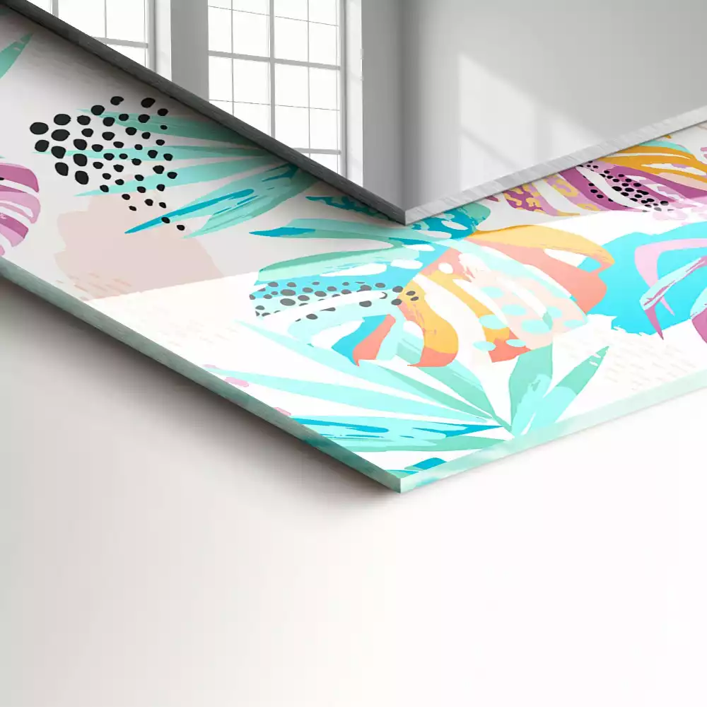 Espejo rectangular estampado Hojas tropicales coloridas