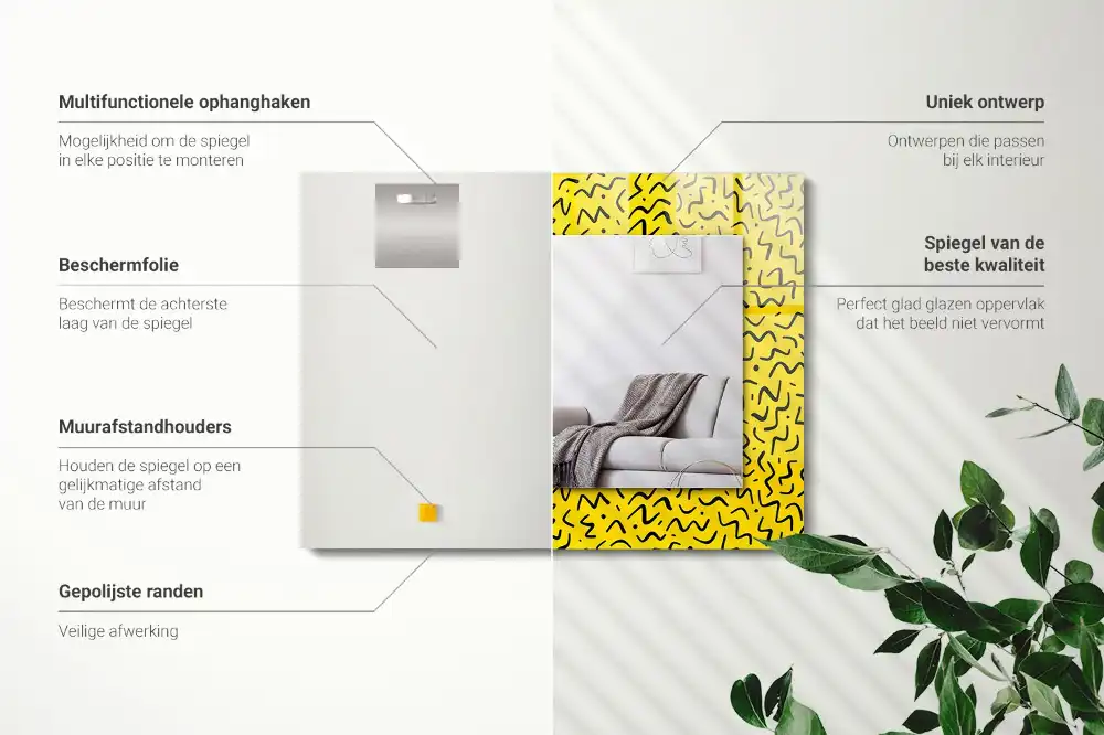 Espejo rectangular impreso Patrón abstracto amarillo