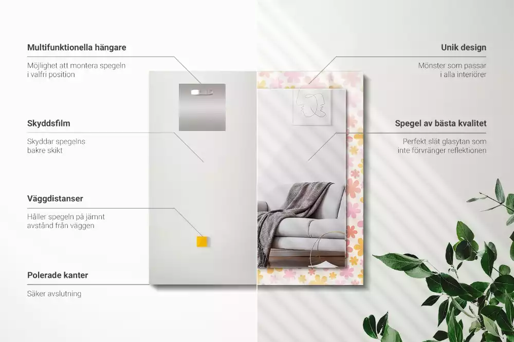 Espejo rectangular estampado Patrón floral