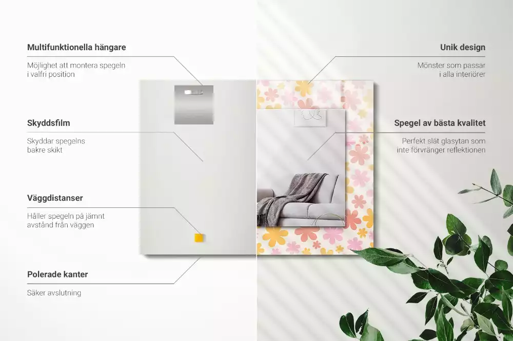 Espejo rectangular estampado Patrón floral