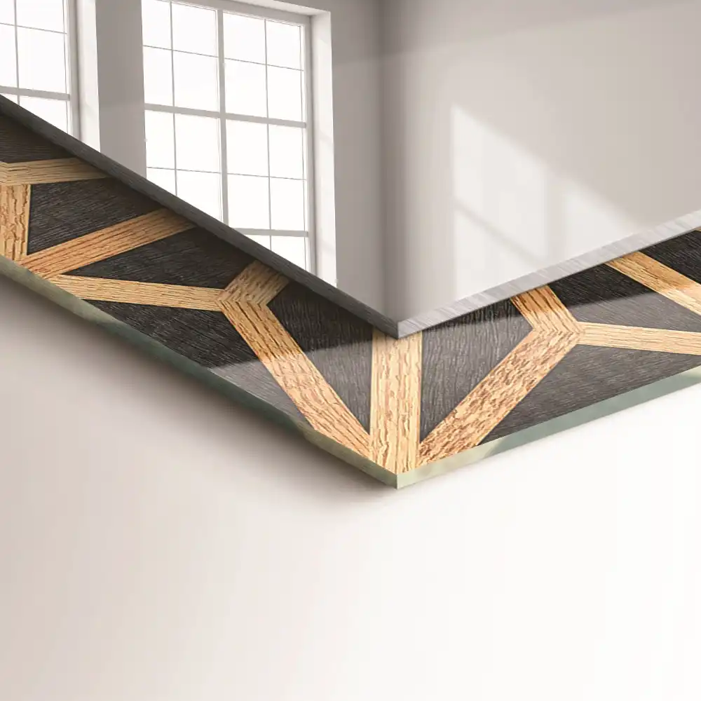 Espejo rectangular estampado Patrón geométrico de madera