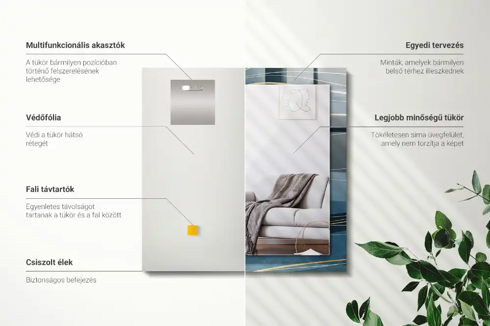 Espejo rectangular impreso Líneas abstractas