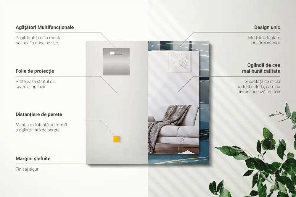 Espejo rectangular impreso Líneas abstractas