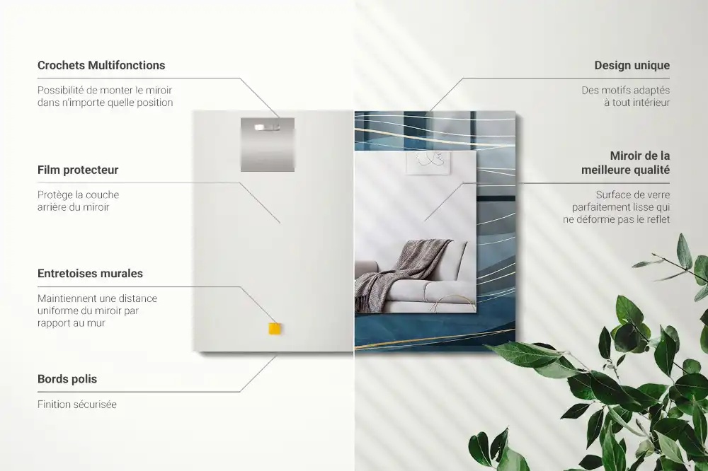 Espejo rectangular impreso Líneas abstractas