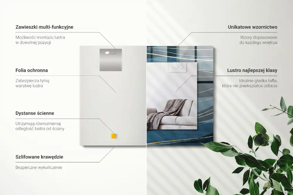 Espejo rectangular impreso Líneas abstractas