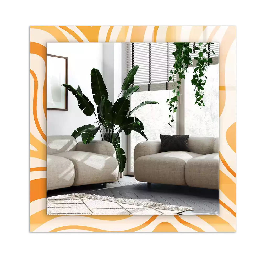 Espejo rectangular estampado Patrones abstractos de color naranja