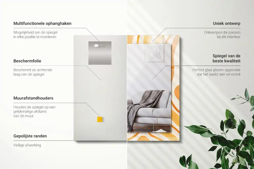 Espejo rectangular estampado Patrones abstractos de color naranja