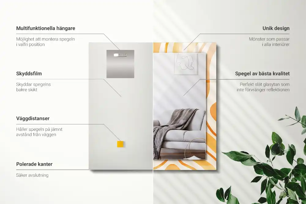 Espejo rectangular estampado Patrones abstractos de color naranja