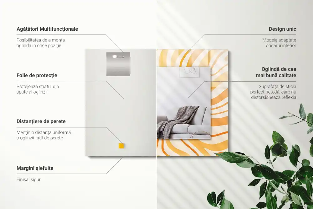 Espejo rectangular estampado Patrones abstractos de color naranja