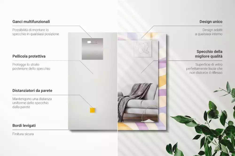 Espejo rectangular estampado Patrones abstractos coloridos