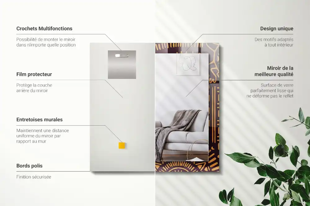 Espejo rectangular impreso Patrón étnico