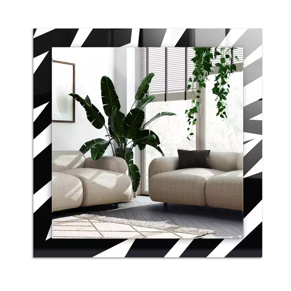 Espejo rectangular impreso Geometría en blanco y negro