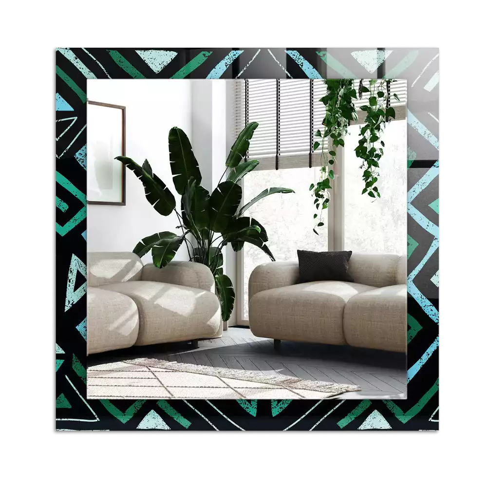 Espejo rectangular estampado Patrón geométrico turquesa