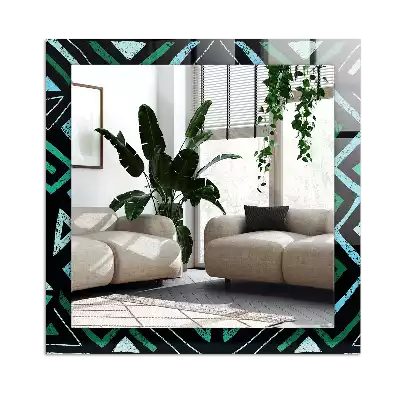 Espejo rectangular estampado Patrón geométrico turquesa