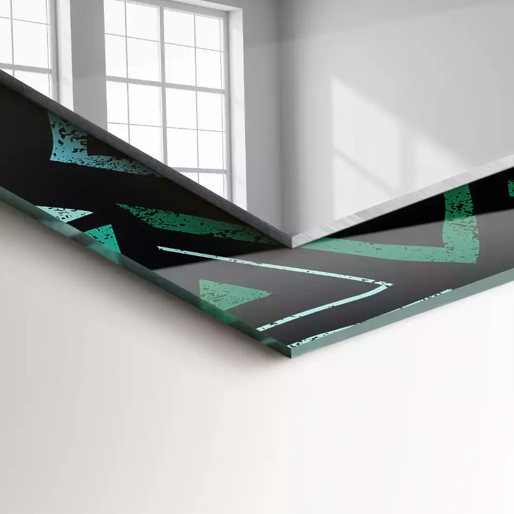Espejo rectangular estampado Patrón geométrico turquesa