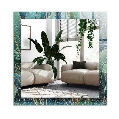 Espejo rectangular estampado Líneas de hojas