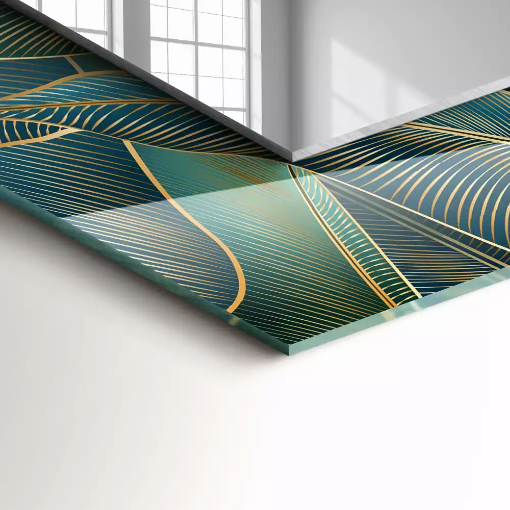 Espejo rectangular estampado Líneas de hojas