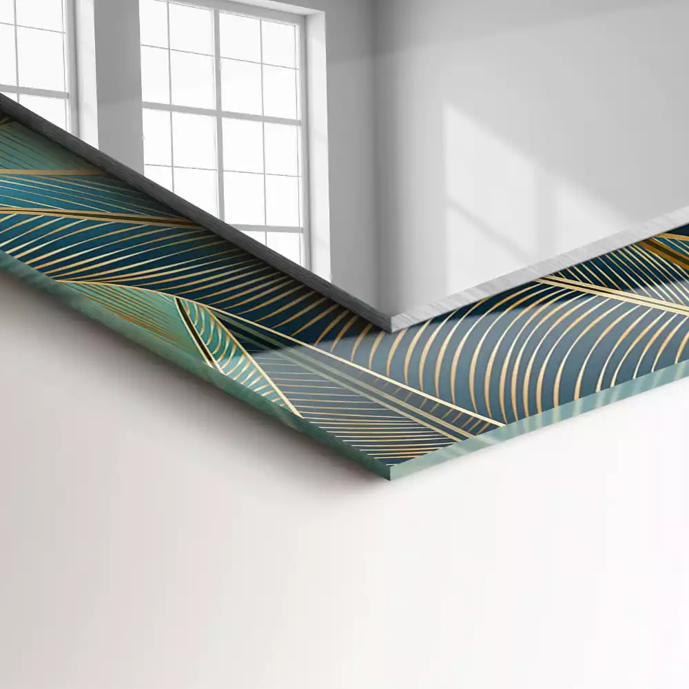 Espejo rectangular estampado Líneas de hojas