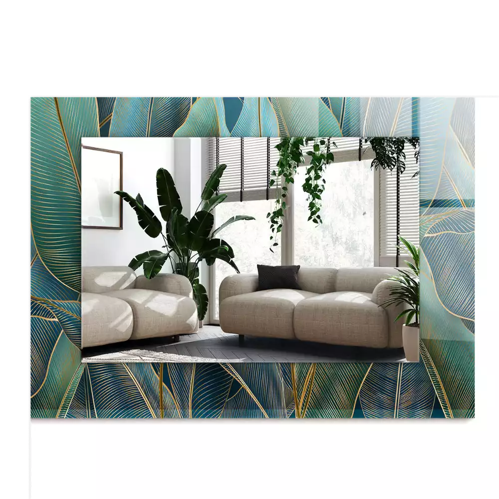 Espejo rectangular estampado Líneas de hojas