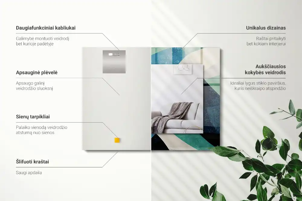 Espejo rectangular impreso Patrones abstractos coloridos