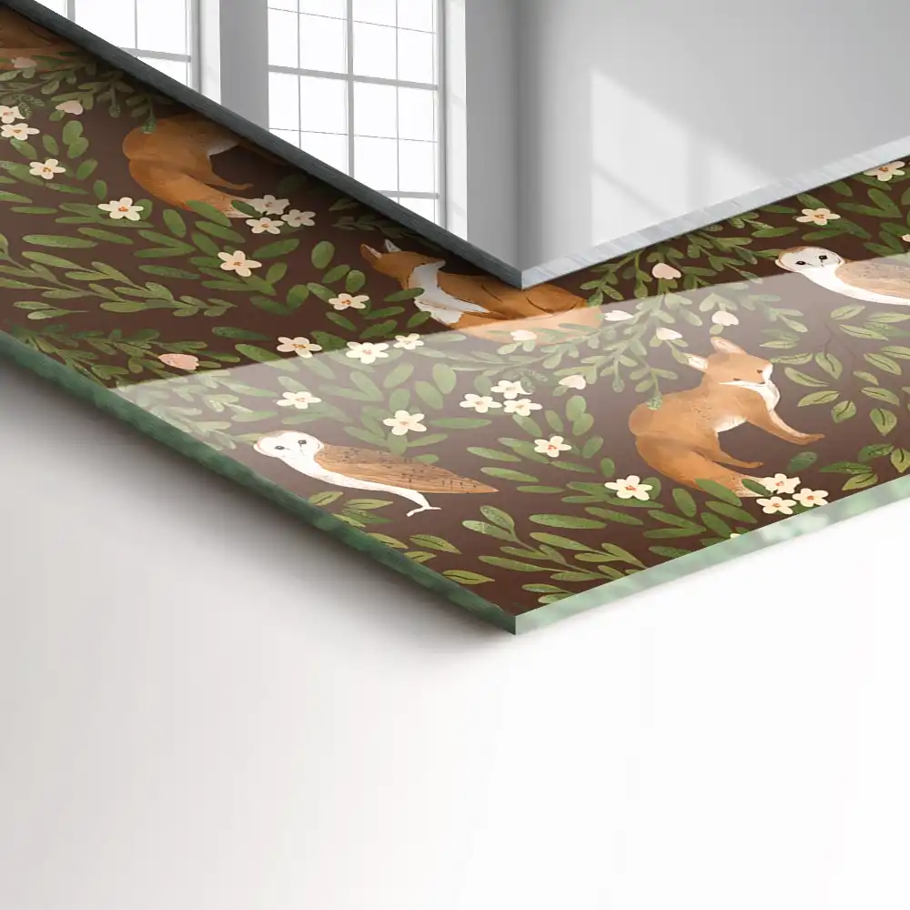 Espejo rectangular impreso El zorro y el búho