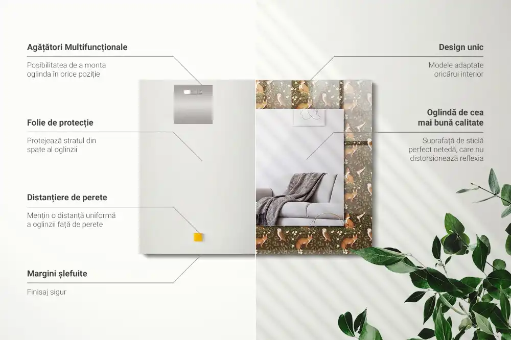 Espejo rectangular impreso El zorro y el búho