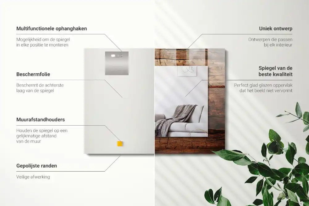 Espejo rectangular estampado Textura de tablero de madera