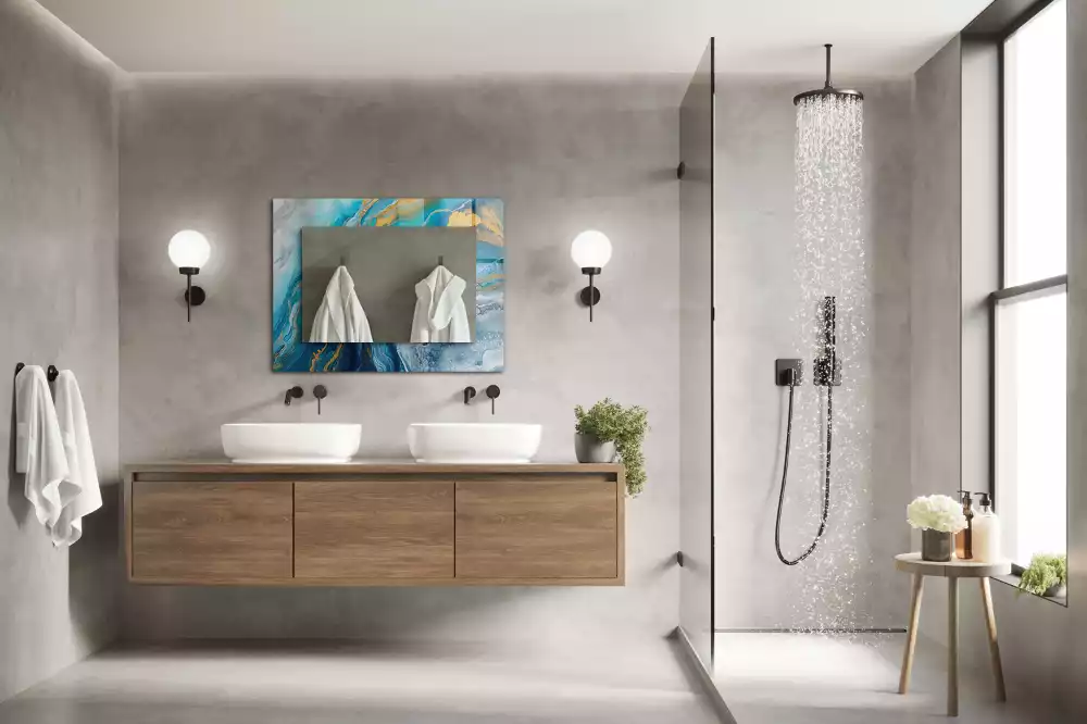 Espejo rectangular estampado Resina de mármol abstracta