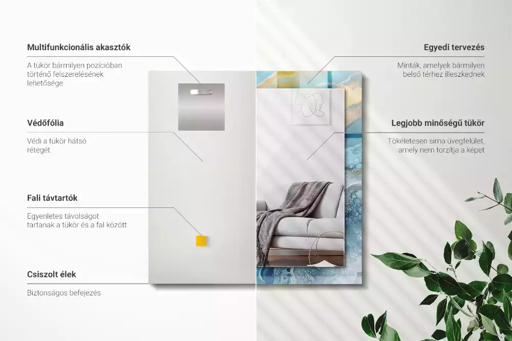 Espejo rectangular estampado Resina de mármol abstracta