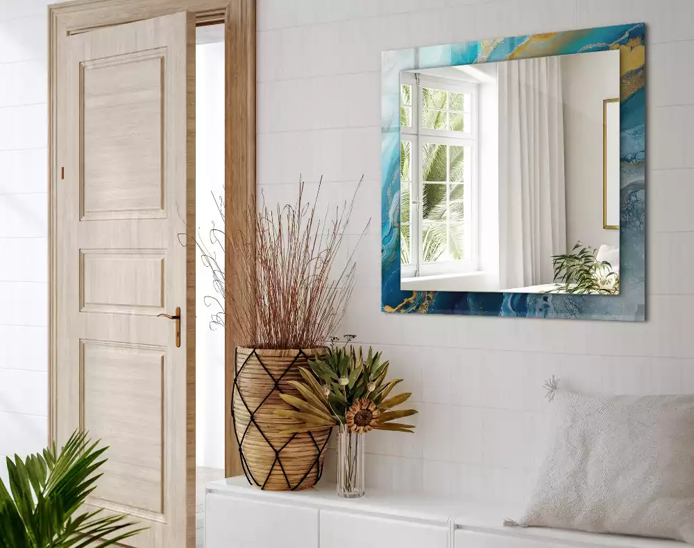 Espejo rectangular estampado Resina de mármol abstracta