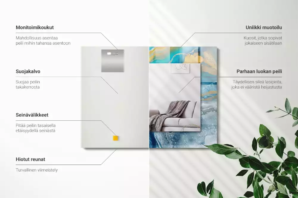 Espejo rectangular estampado Resina de mármol abstracta