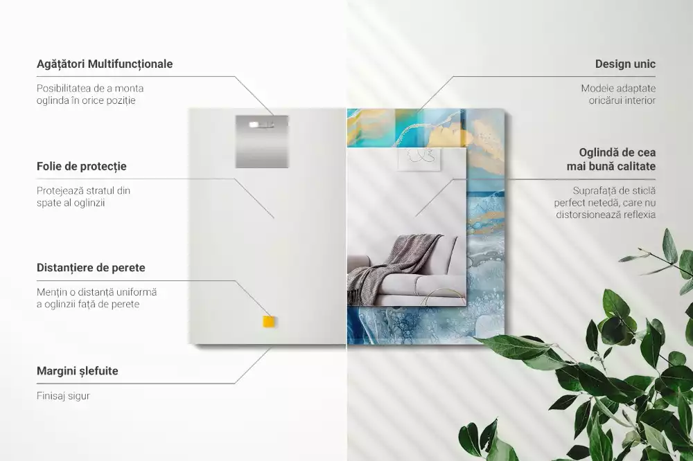 Espejo rectangular estampado Resina de mármol abstracta