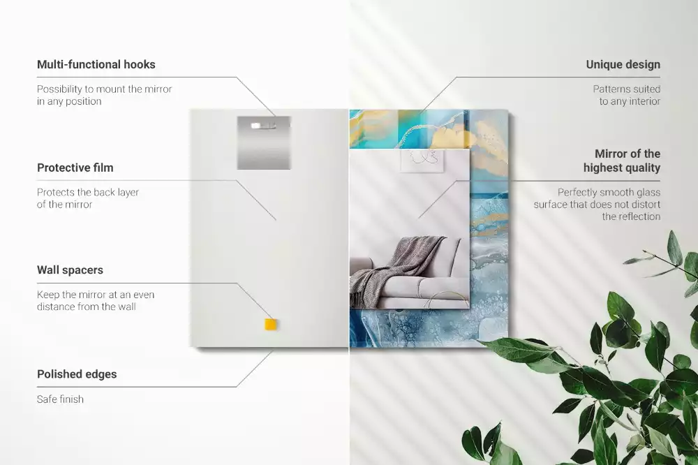 Espejo rectangular estampado Resina de mármol abstracta