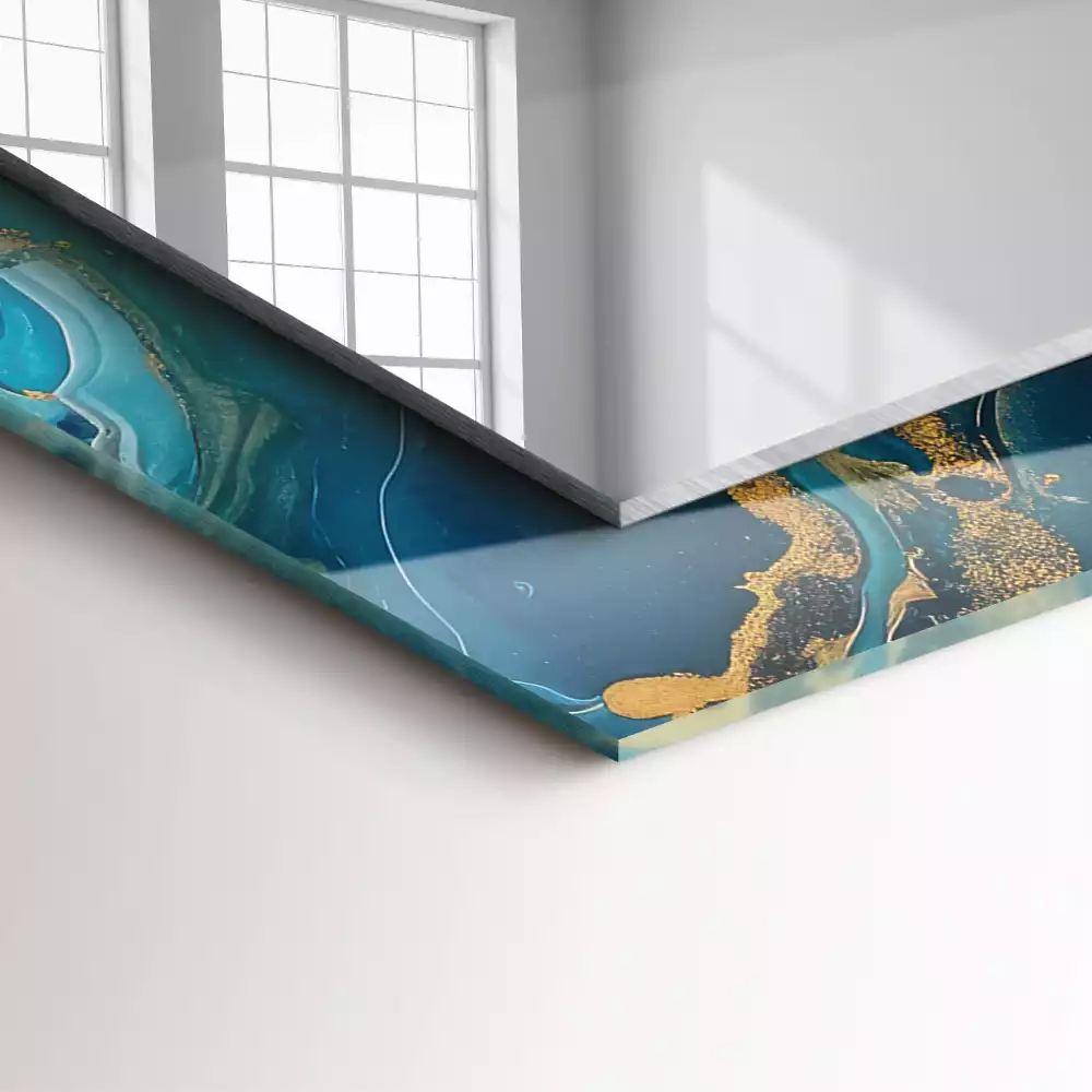 Espejo rectangular estampado Resina de mármol abstracta