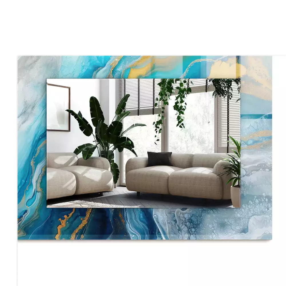 Espejo rectangular estampado Resina de mármol abstracta