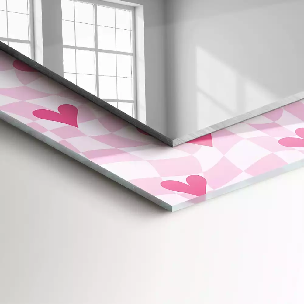 Espejo rectangular impreso Corazones rosados