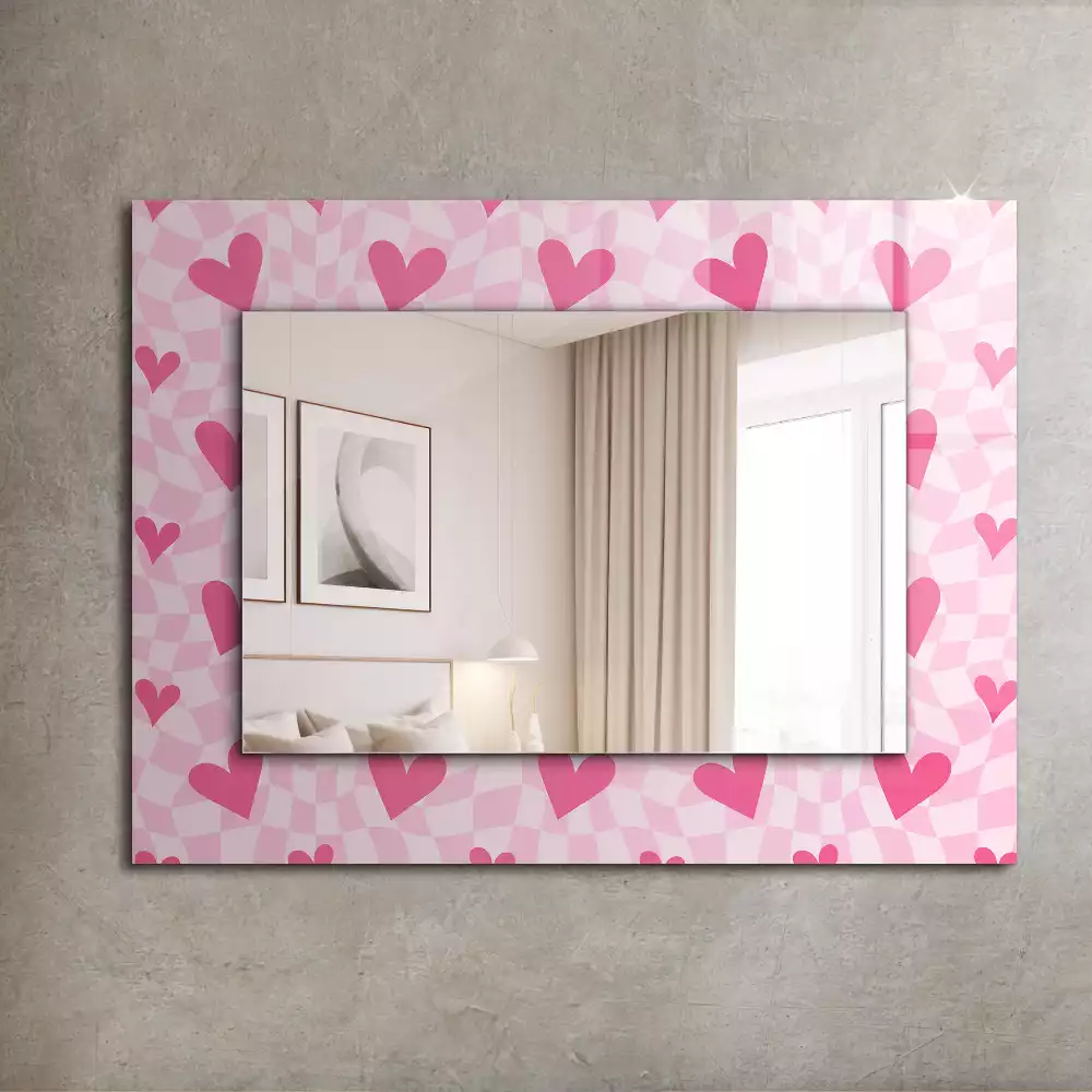 Espejo rectangular impreso Corazones rosados