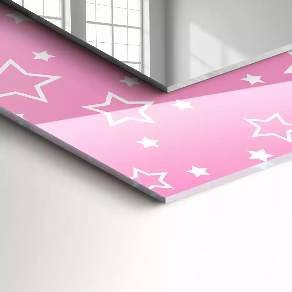 Espejo rectangular impreso Estrellas rosas