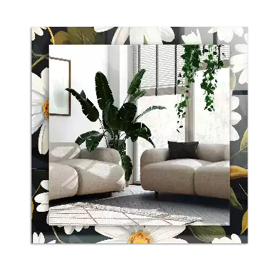 Espejo rectangular estampado Hojas de margarita blanca