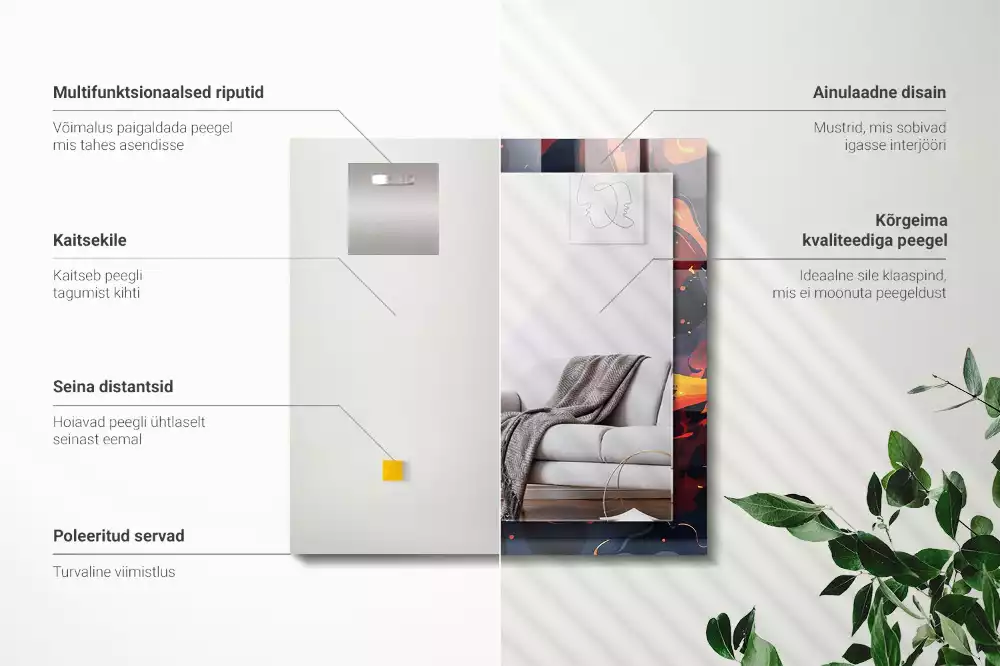 Espejo rectangular impreso Lava volcánica