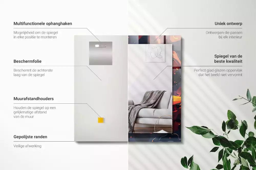 Espejo rectangular impreso Lava volcánica