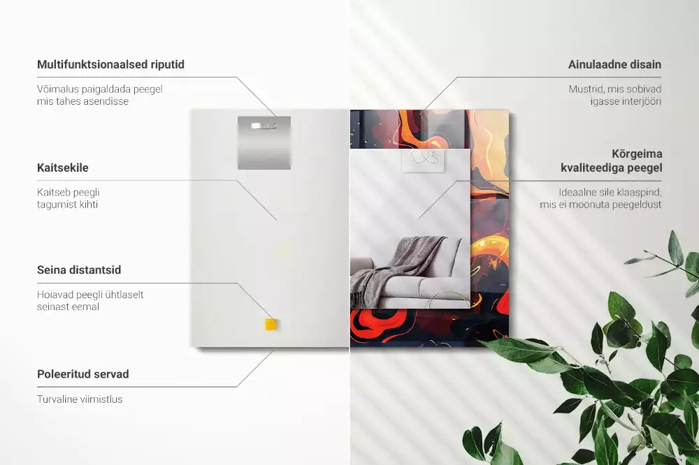 Espejo rectangular impreso Lava volcánica
