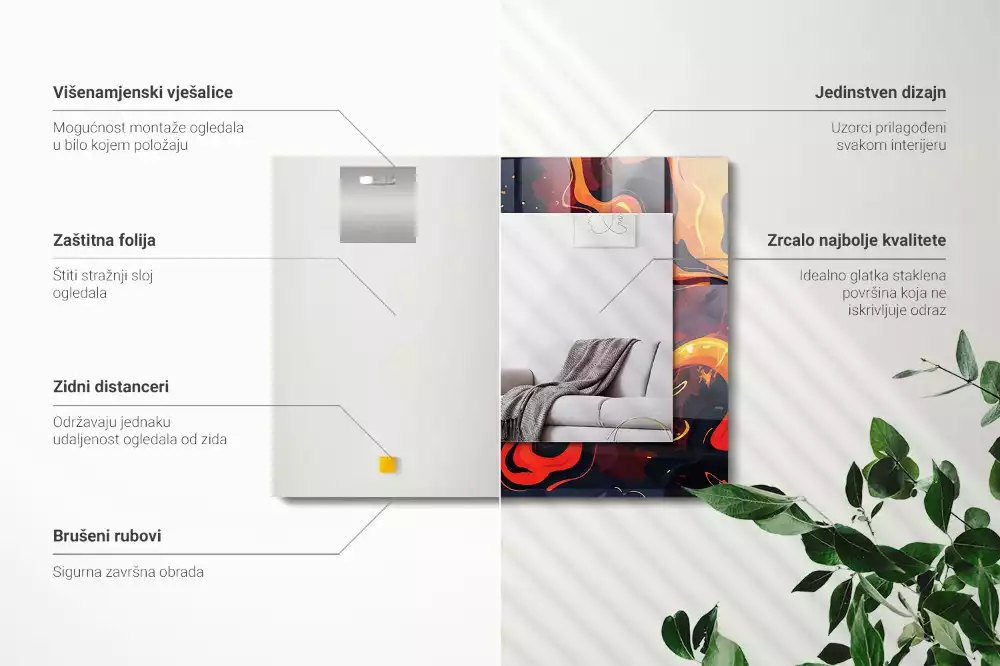 Espejo rectangular impreso Lava volcánica