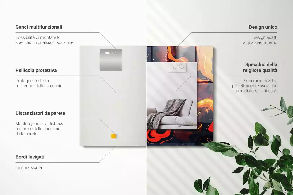 Espejo rectangular impreso Lava volcánica