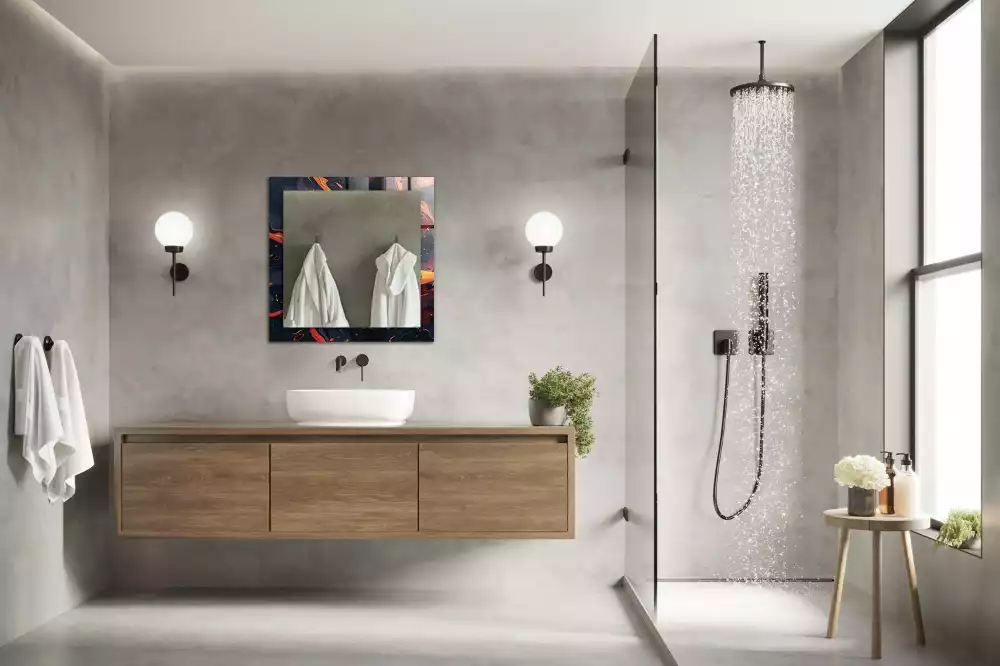 Espejo rectangular impreso Lava volcánica